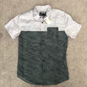 Men’s short sleeve button up pink and grey